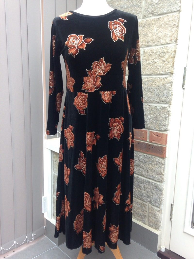 An image of a black velvet vintage dress